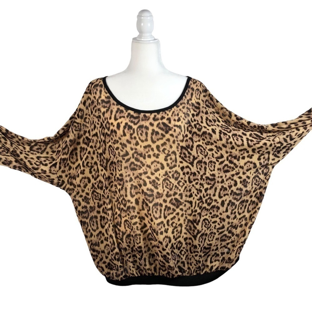 Torrid Leopard Print Semi-Sheer Blouse With Black… - image 7